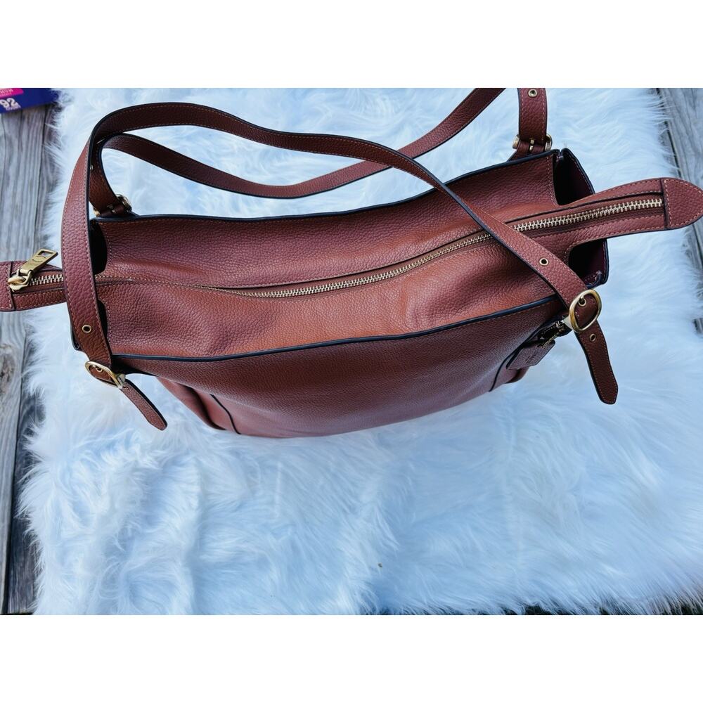 COACH Alana Leather Tote Bag Saddle Color Authentic Shoulder Bag - Picture 2 of 13